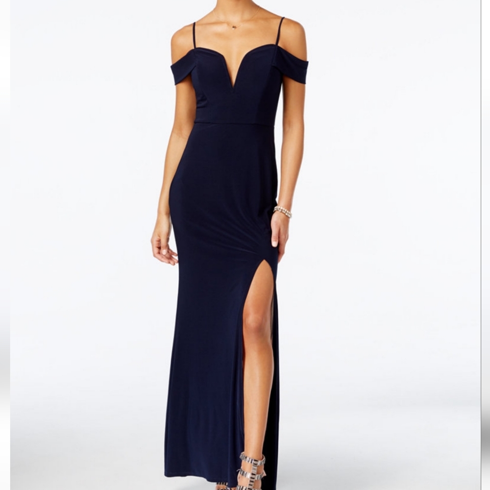 LONG BLUE DRESS, OPEN LEG